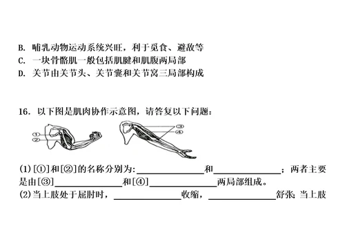 【精选】第一节动物的运动复习题