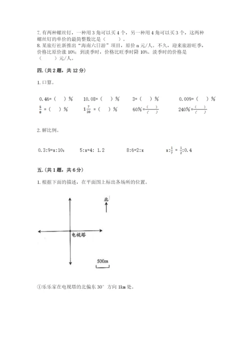 小学六年级下册数学摸底考试题附完整答案（网校专用）.docx