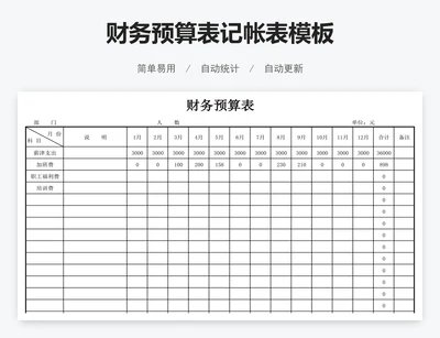 财务预算表记帐表模板