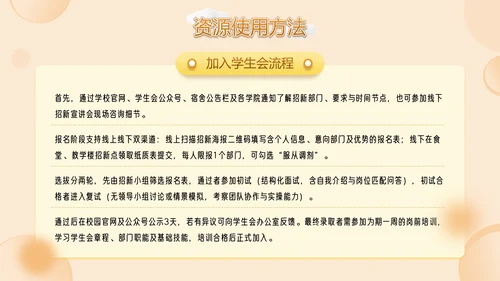 橙色潮流插动漫风学生会招新PPT模版