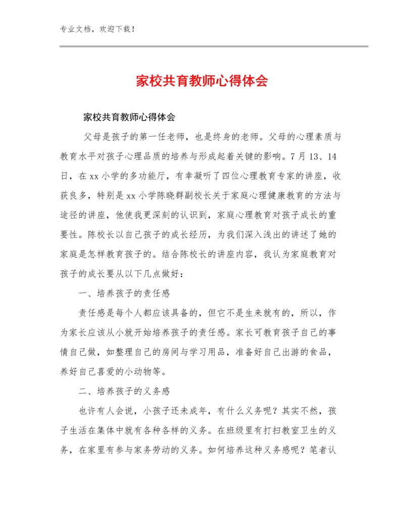 2024年家校共育教师心得体会例文7篇.docx