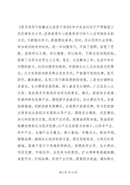 县长执政为民专题民主生活会发言稿.docx