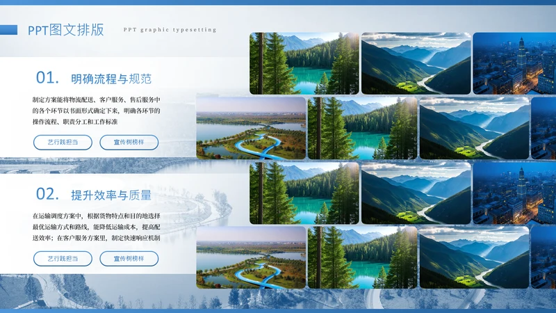 蓝色系商务风风景图片排版图文页