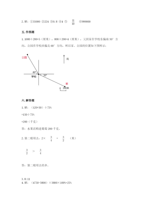 小学数学六年级上册期末卷及参考答案（研优卷）.docx