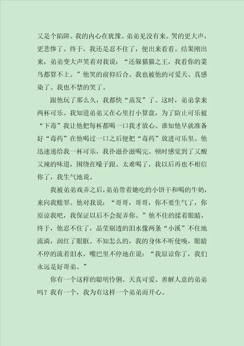 我的弟弟作文800字