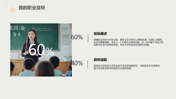 汉语言文学专业大学生职业生涯规划发展展示PPT模版