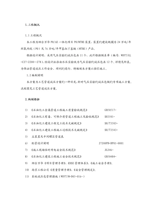 标准工艺管道气压试验专题方案.docx