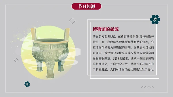 简约古典实景世界博物馆日节日科普PPT模板