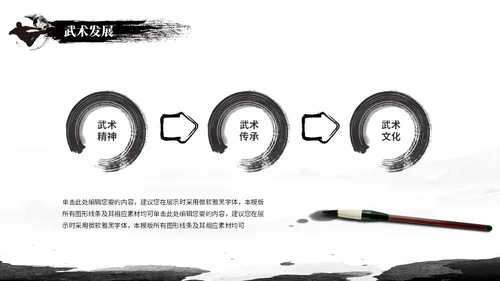 简约黑白泼墨中国风中国武术文化培训ppt模板中国传统文化