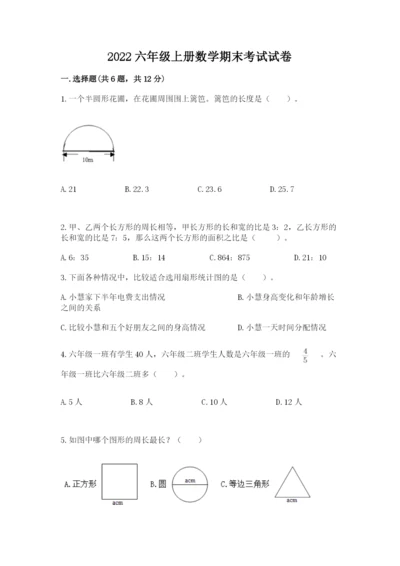 2022六年级上册数学期末考试试卷附参考答案【综合卷】.docx