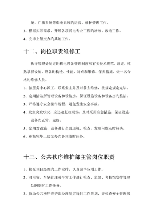 物业管理公司各部门岗位基本职责专项说明书.docx