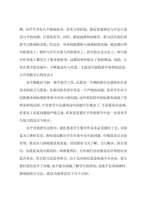 小升初数学心得体会
