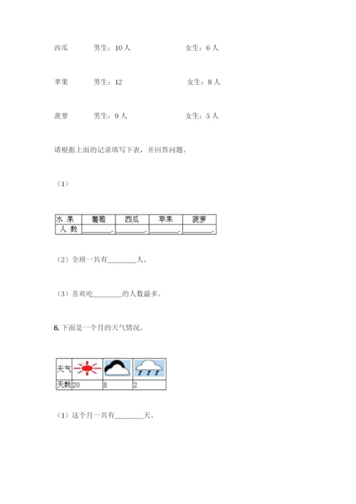 人教版二年级下册数学第一单元-数据收集整理-测试卷(基础题).docx