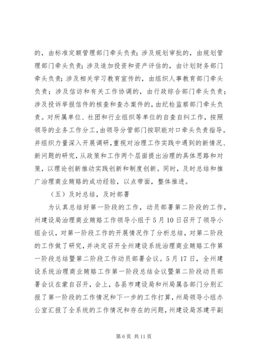 治理商业贿赂专项工作第一阶段工作总结及第二阶段工作安排 (3).docx