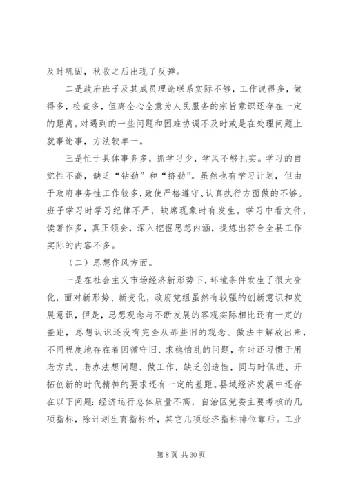 政府党组民主生活会材料.docx