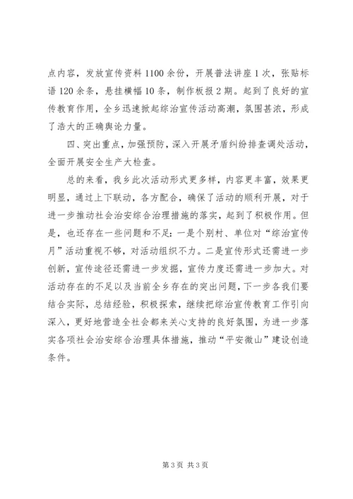 乡镇社会治安综合治理宣传月总结.docx