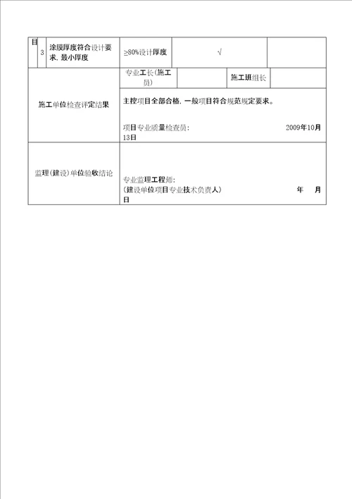 厨房卫生间涂膜防水层工程检验批质量验收记录