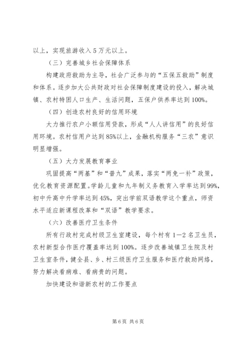 加快建设和谐新农村的工作要点.docx