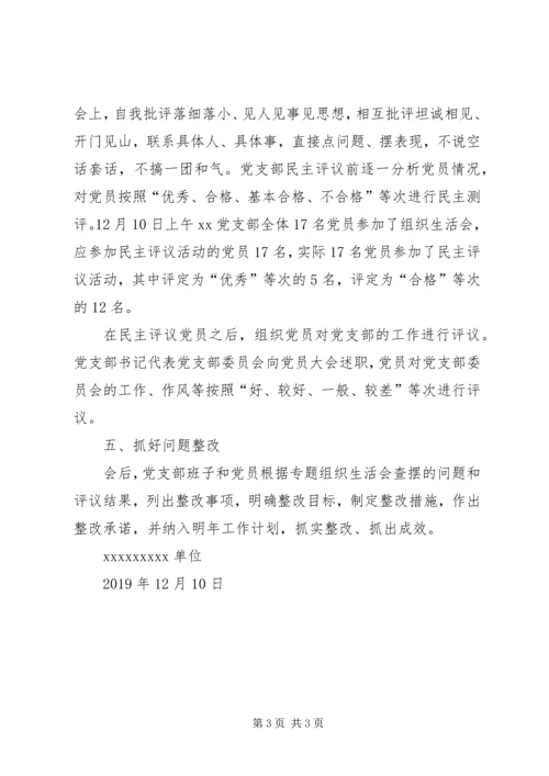 主题教育专题组织生活会和民主评议党员情况报告.docx