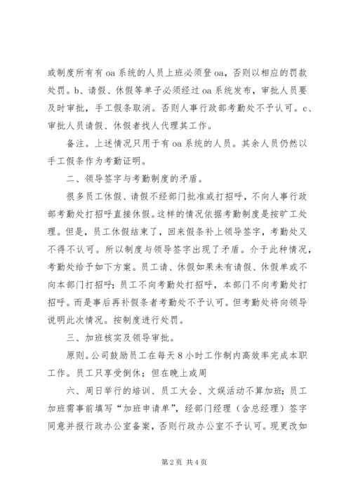 考勤出现的问题分析及处理方案.docx