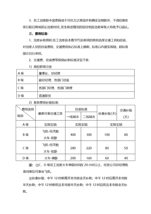 差旅费管理制度最新版