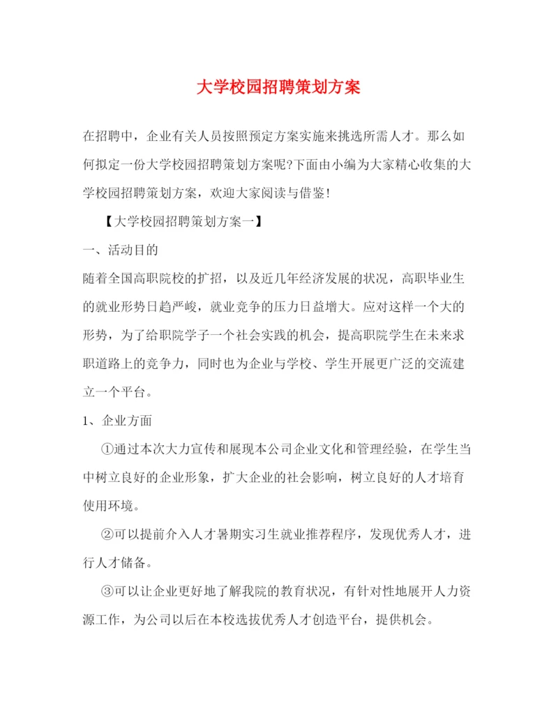 精编之大学校园招聘策划方案.docx