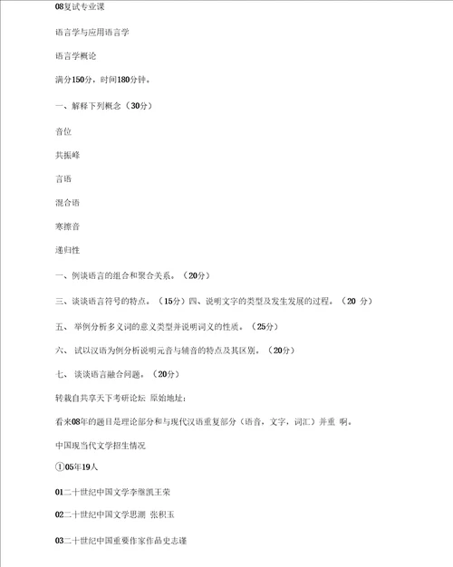 陕西师范大学文学院历年考研真题集