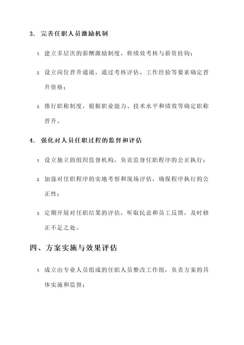 国有公司任职人员整改方案