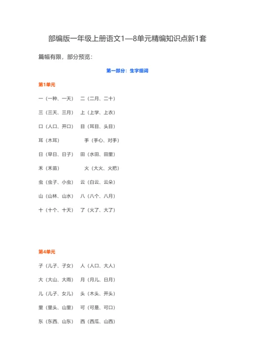2023年部编版一年级上册语文单元精编知识点.docx