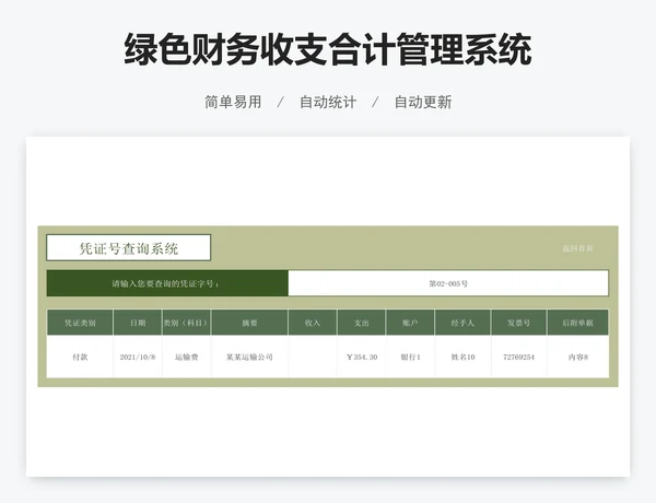 绿色财务收支合计管理系统