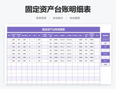 固定资产台账明细表
