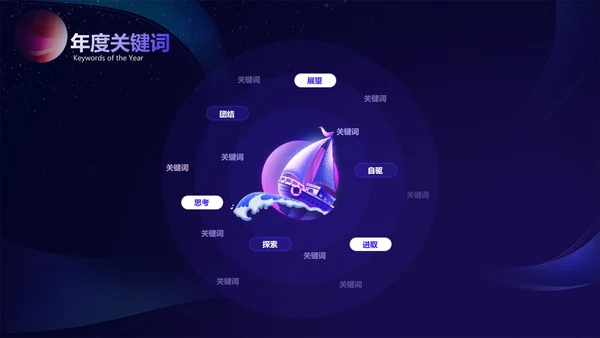 创意插画风紫色年终答谢会PPT