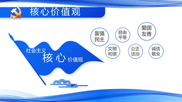 蓝色党建党支部年终工作总结PPT党课