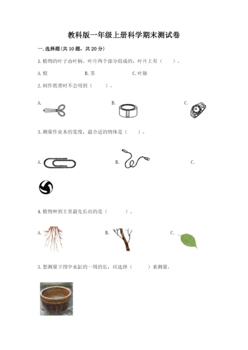 教科版一年级上册科学期末测试卷（必刷）.docx