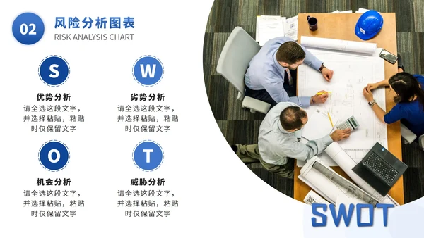 SWOT风险分析图表数据报表PPT模版