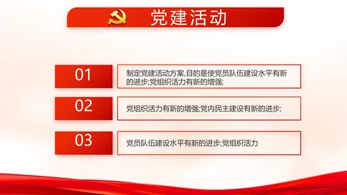 红色党建党支部年终述职报告学习教育动态PPT
