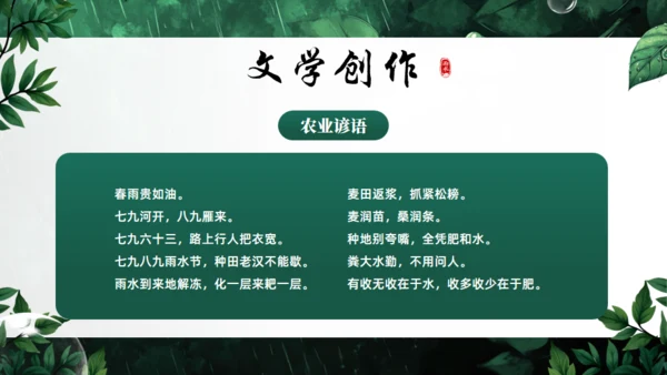 雨水节气通用PPT模板