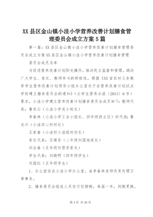 XX县区金山镇小洼小学营养改善计划膳食管理委员会成立方案5篇_1.docx