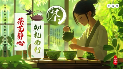 中国传统文化茶艺而行茶道茶文化通用PPT模板