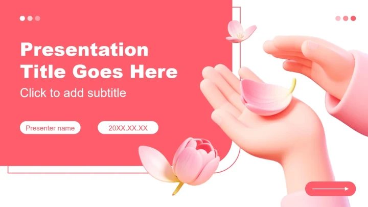 粉红色花卉小清新风班委竞选演讲PPT主题模板