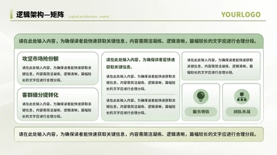 绿色商务风6项矩阵PPT单页