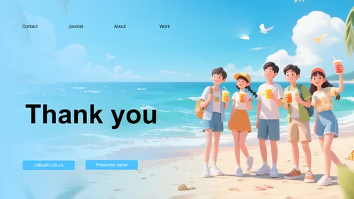 蓝色卡通风夏日海滩派对海洋PPT主题