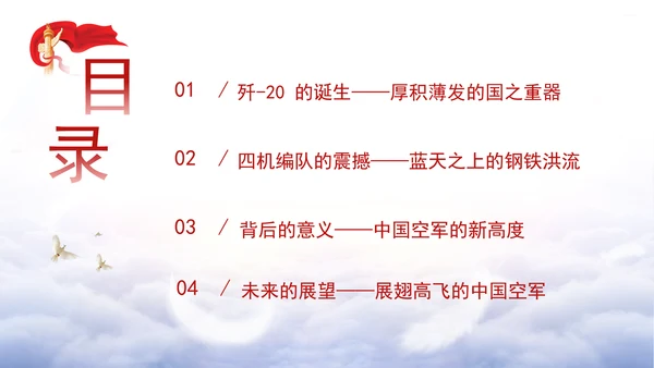 中国航空钢铁雄鹰歼-20四机编队介绍主题党课PPT