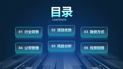 高级未来科技风互联网创新创业计划大赛目录PPT模板