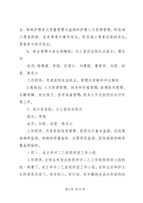 二级甲等综合医院评审工作实施方案.docx