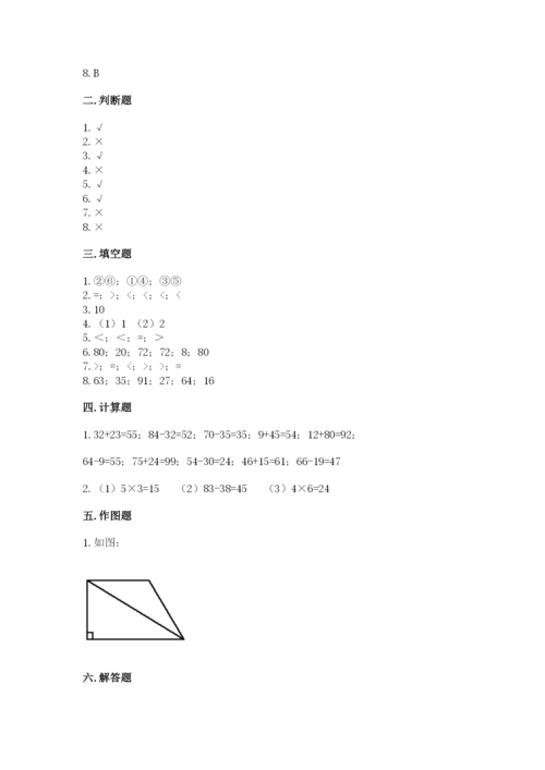 小学数学二年级上册期中测试卷（综合卷）.docx