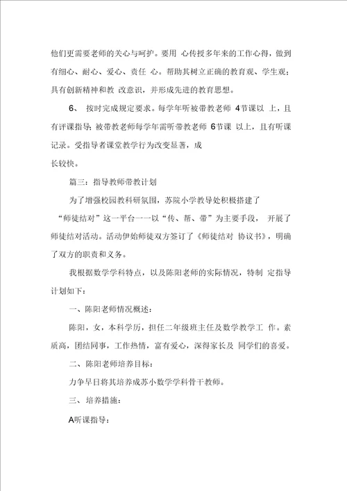 指导教师带教计划