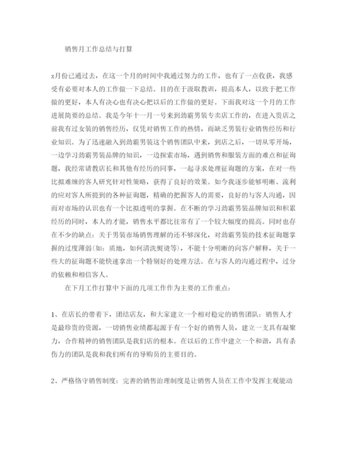 精编工作总结销售月工作总结与参考计划范文.docx