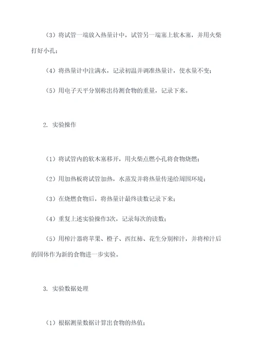 比较食物能量的实验报告