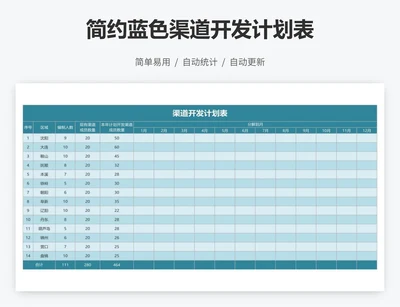简约蓝色渠道开发计划表